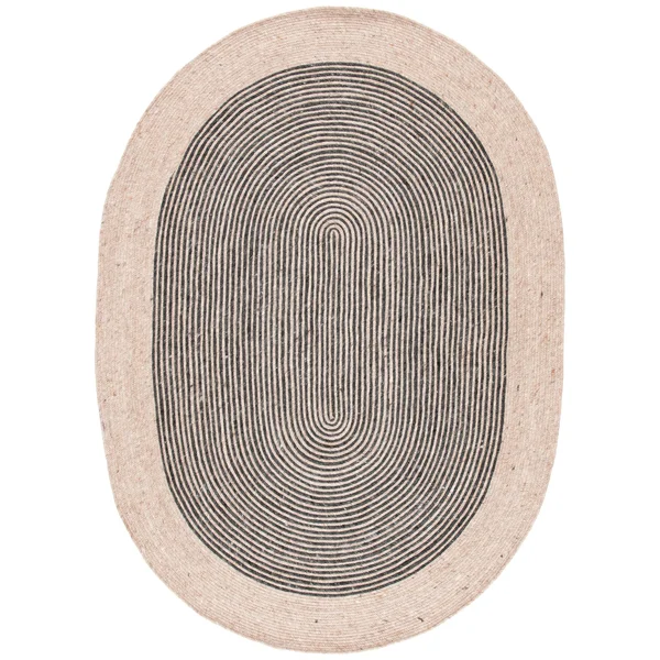 Safavieh Braided Rug Collection BRD904F - Grey, Black - 4& x 6& Oval