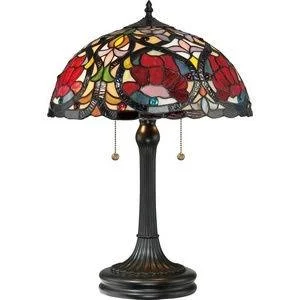 2 Light Tiffany Table Lamp - Tiffany Floral Table Lamp Vintage Bronze Finish with Tiffany Glass - 71-BEL-973779 - Bailey Street
