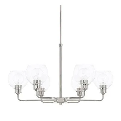 Evan 6 - Light Shaded Classic, Traditional Chandelier Finish: Polished Nickel