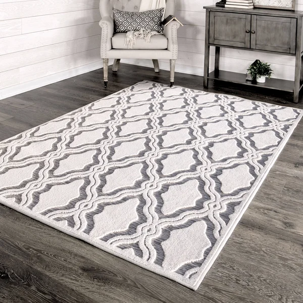 My Texas House by Orian Indoor/Outdoor Cotton Blossom Natural Gray Area Rug - 7&9x22 x 10&10x22