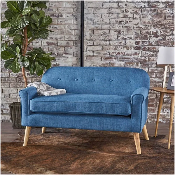 Noble House 2-Seat Muted Blue Fabric Loveseat