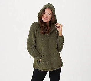 Koolaburra by Ugg Cozy Brushed Back Sherpa 1/4 Zip Hoodie, Size X-Small, Dusty Olive
