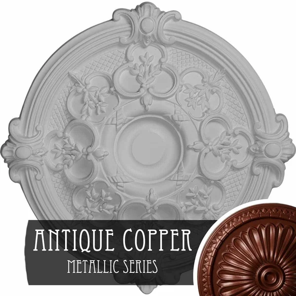 17 3/8 inchod x 1 3/4 inchp Hamilton Ceiling Medallion (Fits Canopies Up to 3 3/4 inch) - Hand-Painted Flash Gold