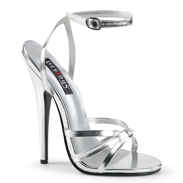 Devious - Domina-108 14, Silver Metallic PU