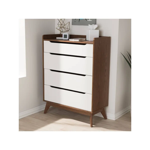 Baxton Studio 4-Drawer Storage Chest - White/Walnut