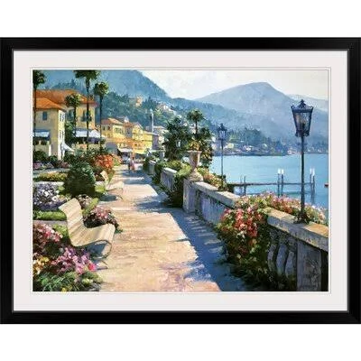 &Bellagio Promenade& Howard Behrens Framed Painting Print Great Big Canvas Size: 35x22 H x 44x22 W x 1x22 D, Format: Black Frame