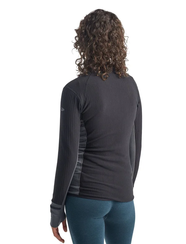Icebreaker Women's Descender LS Zip Top - Xs - Black, Monsoon