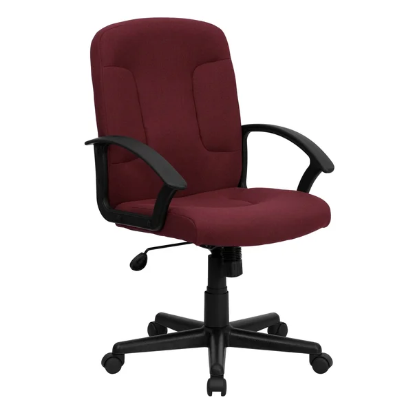 Mid-Back Fabric Executive Swivel Office Chair with Nylon Arms Burgundy
