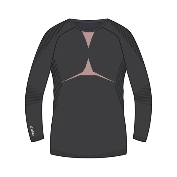 Wedze Women's X-Warm 900, Ski Base Layer Top in Carbon Gray, Size L/XL