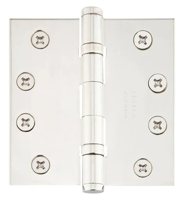 Emtek 96414PVD 4x22 x 4x22 Solid Brass Square Corner Ball Bearing Mortise Hinge - Pair in Lifetime Polished Brass