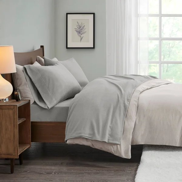 Porch & den Herron Microfleece Bed Sheet Set - Twin - Grey