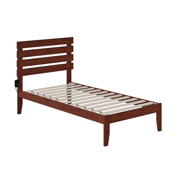Atlantic Furniture AG8310024 Oxford Twin Bed with USB Turbo Charger in Walnut