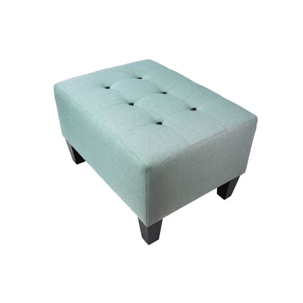MJL Furniture Max Squared Decorative Button Tufted Upholstered Sea Mist Firm Ottoman - Black