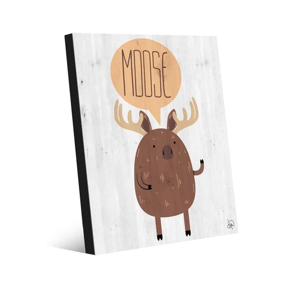 Creative Gallery Moose on Wood Wall Art Print - Grey