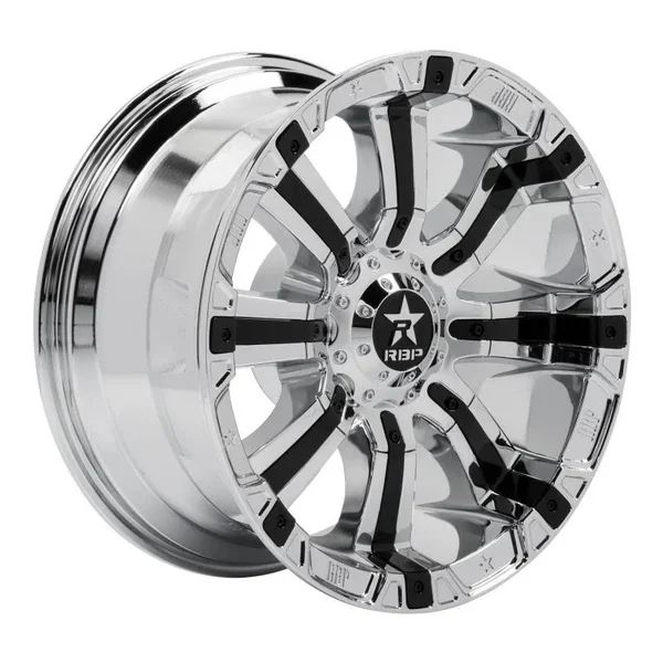 RBP 94R 20x10 6x135/139.7 BP - 4.5 BS, -25mm Offset 87mm CB Chrome w/Black Inserts Wheel