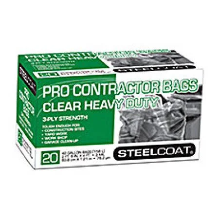 Petoskey Plastics Fg-p9934-51 SteelCoat Contractor Heavy Duty Trash Bags 42 Gallon 3 Mil Clear, Size: One Size