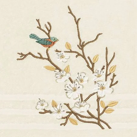 Linum Home Textiles Springtime Turkish Cotton Embellished Bath Towel Cream