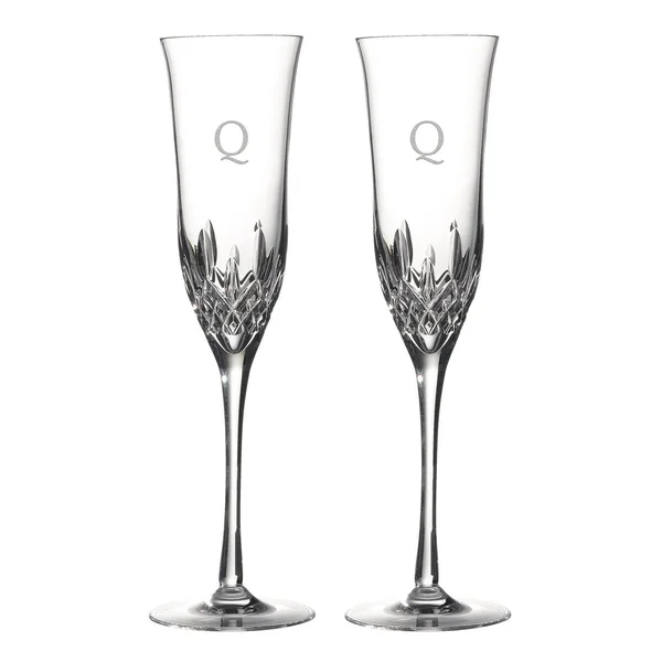 Waterford Lismore Essence Block Letter Toasting Flute, Set of 2