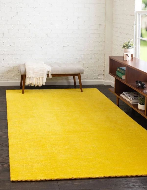Unique Loom Solid Gava Yellow 6x9 Area Rug