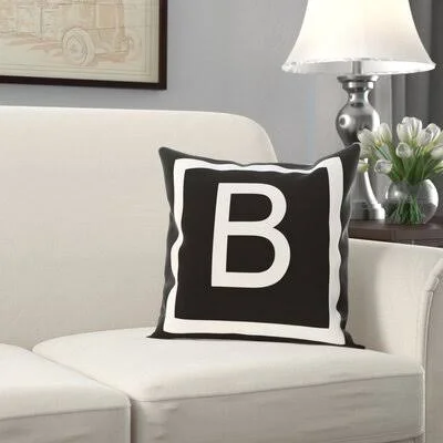 Gilson Throw Pillow Three Posts Size: 26x22 H x 26x22 W x 2x22 D - Color: Raven, White, Letter: B