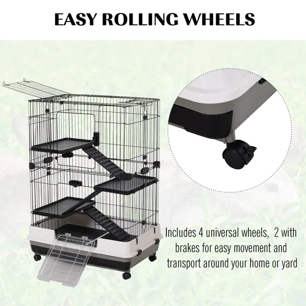 PawHut 43x22H Ferret House Habitat - Black and White