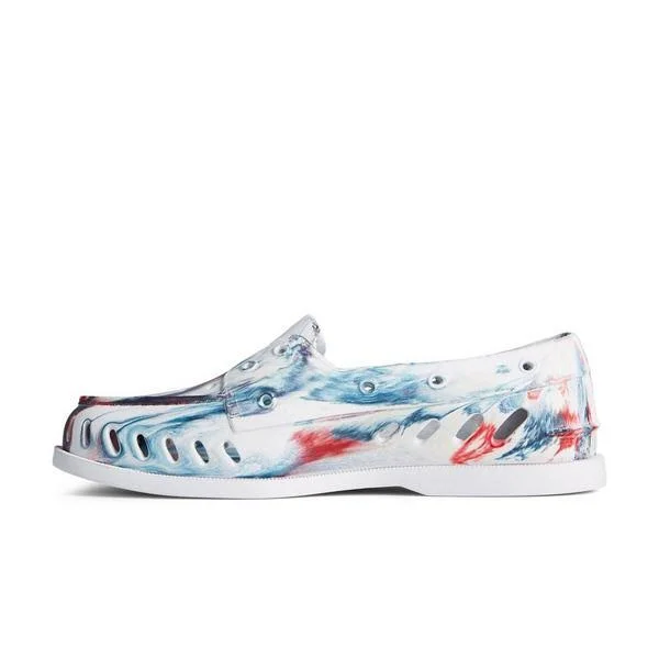 Sperry Original Float Marbled White/Red/Blue Men's Boat Shoes, Size: 13