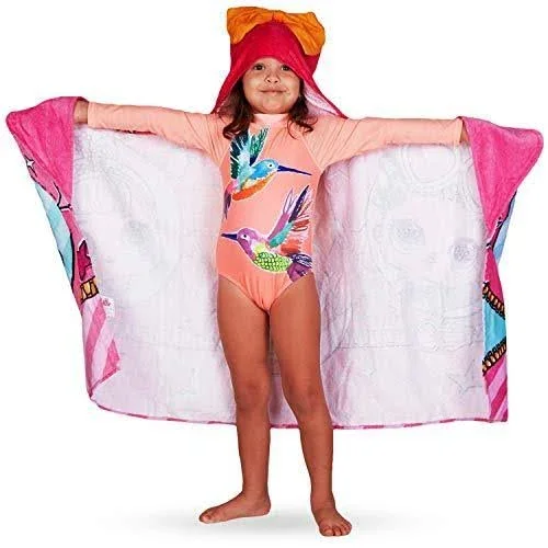 Franco Kids Bath and Beach Soft Cotton Terry Hooded Towel Wrap, 24 inch x 50 inch, L.O.L. Surprise