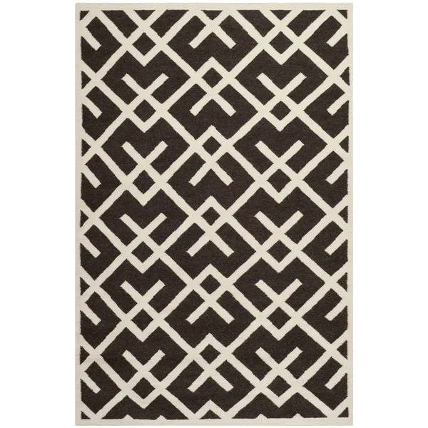 Safavieh DHU552C Dhurries Area Rug, Brown/Ivory: 5-ft x 8-ft