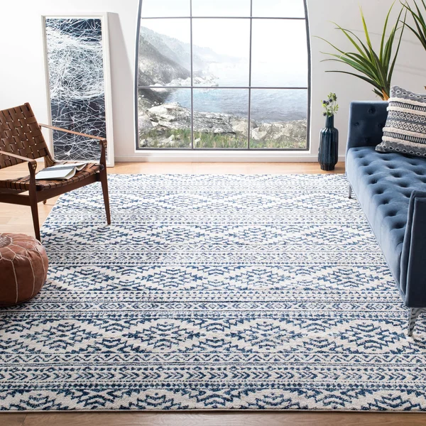 Safavieh Tulum Bora Moroccan Boho Rug - 9& x 9& Square - Ivory/Navy