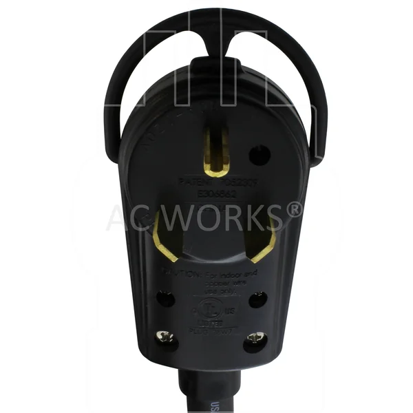 AC Works 100 ft. 30 Amp 125-Volt NEMA TT-30 RV Rubber Extension Cord with Handle - Black