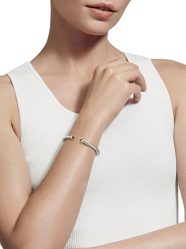 David Yurman Cable Classics Bracelet with Semiprecious Stones & 14K Gold, 5mm Black Onyx