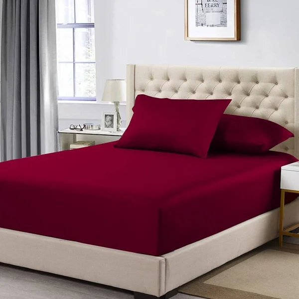 Fitted Sheet Only Cotton Solid 600TC California King - Burgundy