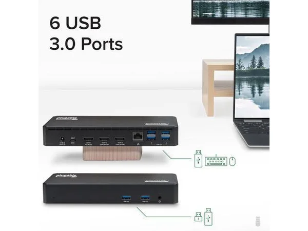 UD-3900PDZ Plugable USB C Triple Display Docking Station w/ Laptop Charging