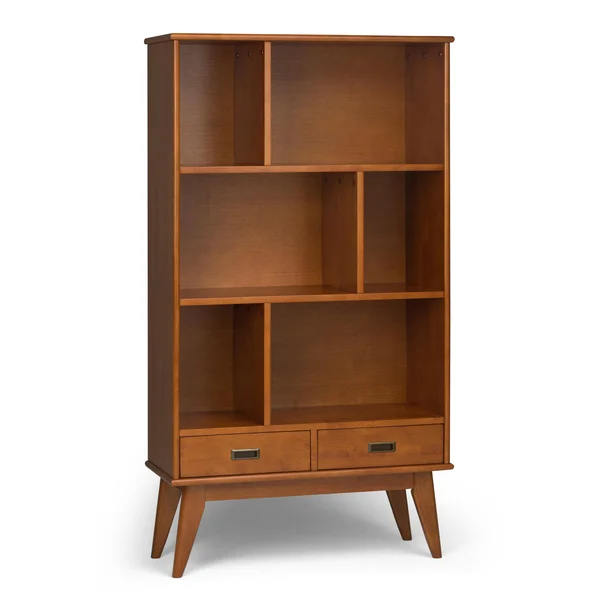 Simpli Home Draper 6 Cubby Bookcase - Teak Brown