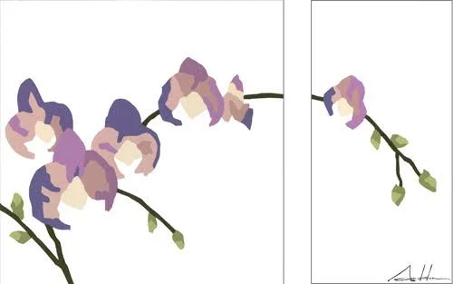 GreenBox Art Purple Orchid Arrangement Series by Andy Anh HA 2 Piece Painting Print on Wrapped Canvas Set