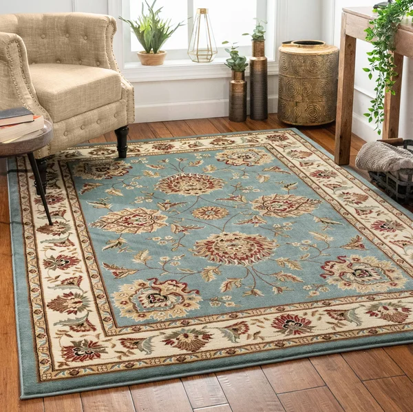 Well Woven Light Blue 6& 7x22 x 9& 3x22 Abbasi Rug Timeless Traditional Rectangle - 3713606-67093