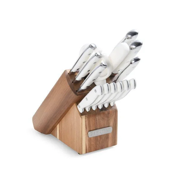 Sabatier Forged Triple Riveted Knife Block Set, 15-Piece, White