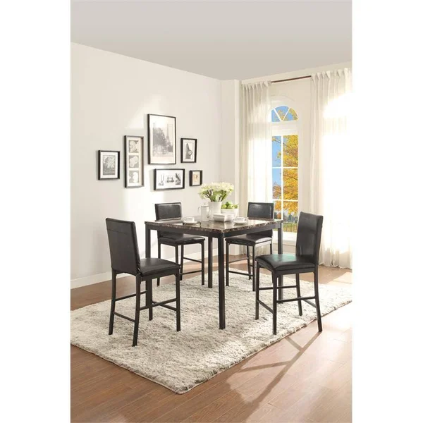 Lexicon Tempe 5-Piece Metal Counter Height Dining Set in Black/Brown