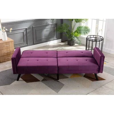 78“Velvet Sofa Accent Sofa Mid Century Modern Velvet Fabric Couch Convertible Futon Sofa Bed Recliner Couch Accent Sofa with Tap