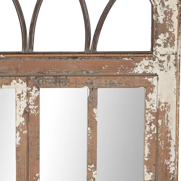 Decmode Farmhouse 48 x 30 inch Metal and Wood Windowpane Wall Mirror, Brown