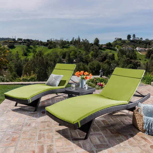 Rio Vista 3 Piece Chaise Lounge Set with Cushions, Green