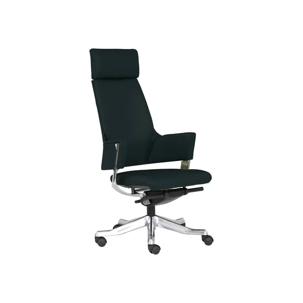 Unique Furniture Premium Leather High Backrest Office Chair in Black