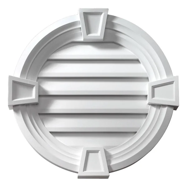 Fypon - Ltd. RLV40MTK 40x22W x 40x22H x 3 5/8x22P Round Louver w/ Decorative Trim & Keystones, Non-Functional