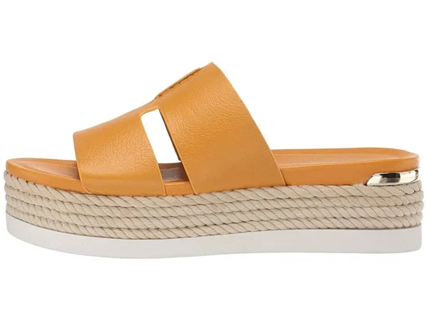 Franco Sarto Women's Kenny Platform Slide, Goldenrod Bazini Leather