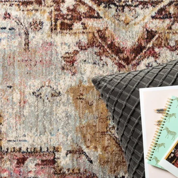 Alexander Home Contessa Traditional Medallion Boho Distressed Rug - Slate/Multi 5&3x22 x 7&8x22
