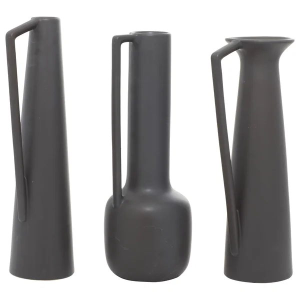 CosmoLiving by Cosmopolitan Modern Ceramic Vases in Dark Grey (Set of 3)