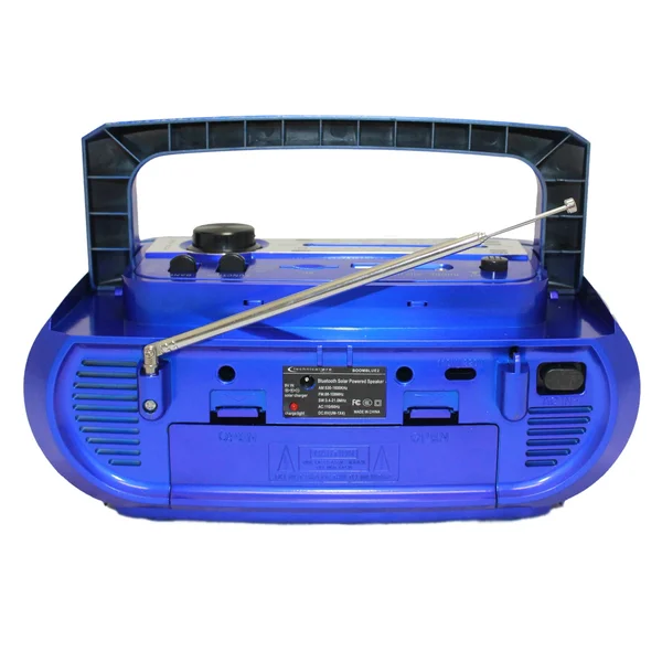 Technical Pro Rechargeable Solar Powered Portable Speaker W Bluetooth & USB, Lightweight On-The-Go Speaker, Blue