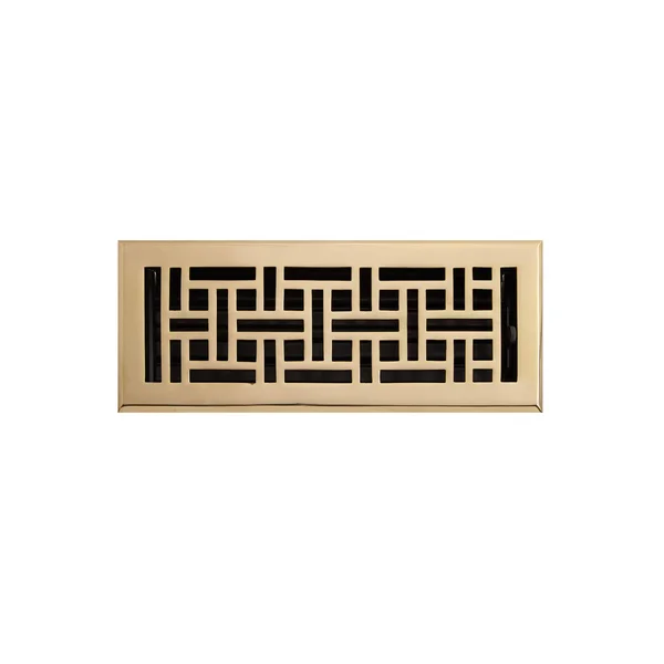 Wicker Style Brass Wall Register - Polished Brass 4x22 x 10x22 (5-1/8x22 x 11-3/8x22 Overall) - Signature Hardware 393506
