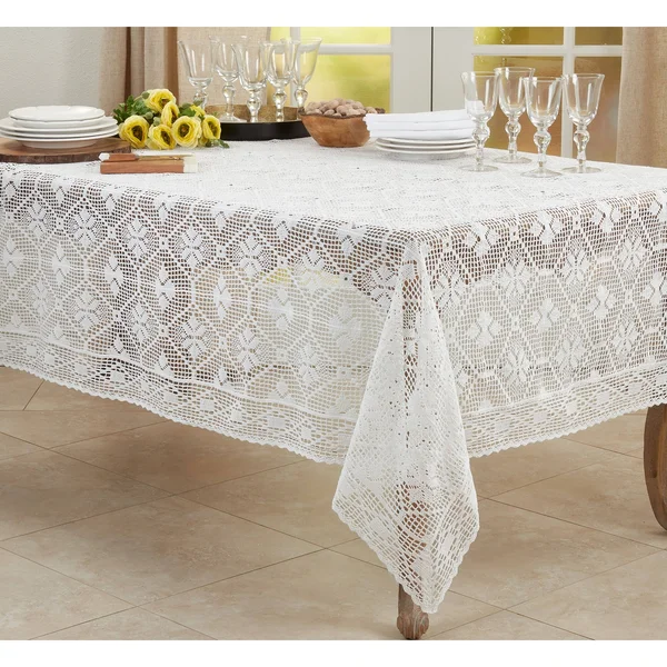 Crochet Design Tablecloth - Saro Lifestyle 9820.E6588B