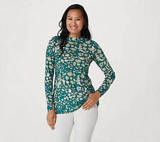 Logo Layer by Lori Goldstein Long SleevePrinted Top, Size 5X, Emerald Green